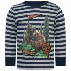 Best deal ๐ Stella Mccartney Kids - Boy Striped Bear Long Sleeve Tee In Black Multi ๐งจ